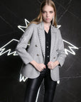 Silver Wool Herringbone Blazer